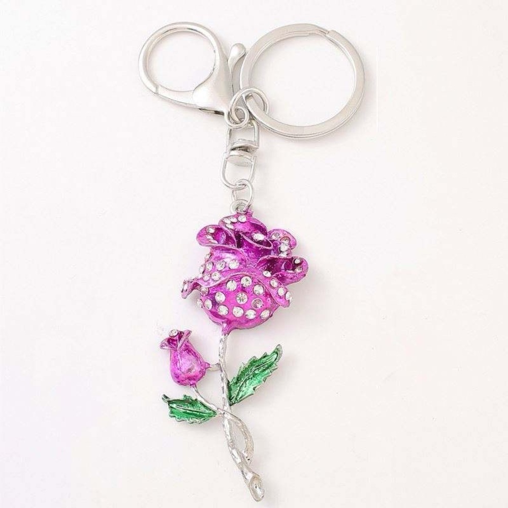 Crystal Rose Keychain Bag Charm - Picture 2 of 3
